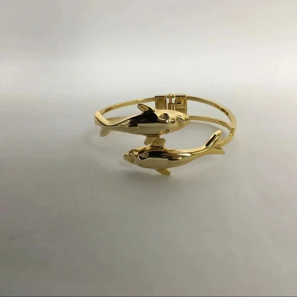 Double Dolphin Hinge‎ Clamper Bracelet